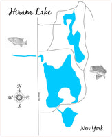 Hiram Lake, New York - Laser Cut Wood Map