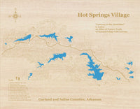 Lake Cortez, Arkansas - Laser Cut Wood Map