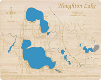 Houghton Lake, Michigan - Laser Cut Wood Map