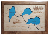 Efner, Jenny, and Hunt Lakes, NY - Laser Cut Wood Map