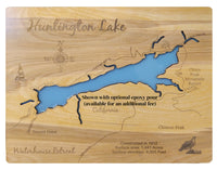 Huntington Lake, California - Laser Cut Wood Map