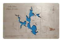 Lake James, Indiana - Laser Cut Wood Map