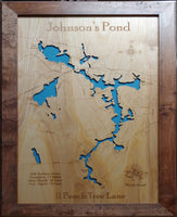 Johnson's Pond, Rhode Island - Laser Cut Wood Map