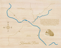 Kanawha River, West Virginia - Laser Cut Wood Map