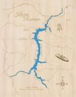 Kinzua Lake in New York and Pennsylvania - Laser Cut Wood Map