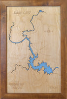 Lake LBJ, Texas - Laser Cut Wood Map