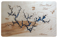 Lewis Smith Lake, AL - Laser Cut Wood Map