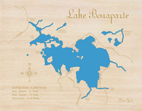 Lake Bonaparte, New York - Laser Cut Wood Map