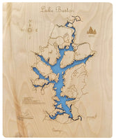 Lake Burton, Georgia - Laser Cut Wood Map