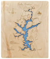 Lake Burton, Georgia - Laser Cut Wood Map