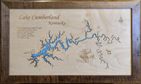 Lake Cumberland Kentucky - Laser Cut Wood Map