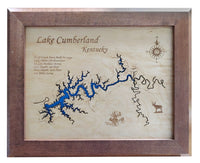 Lake Cumberland Kentucky - Laser Cut Wood Map
