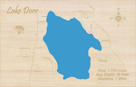 Lake Dorr, Florida - Laser Cut Wood Map