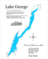 Lake George, New York - Laser Cut Wood Map