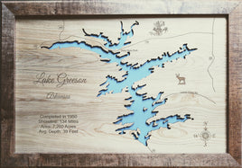 Lake Greeson, Arkansas  - Laser Cut Wood Map