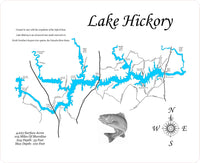Lake Hickory, NC - Laser Cut Wood Map