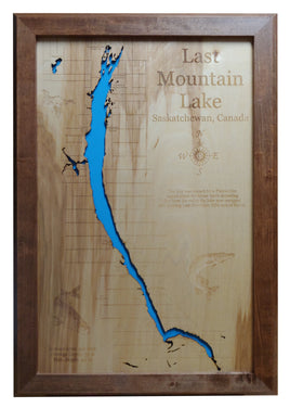 Last Mountain Lake, Saskatchewan  - Laser Cut Wood Map