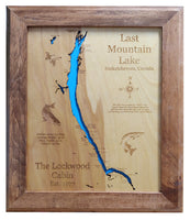 Last Mountain Lake, Saskatchewan  - Laser Cut Wood Map