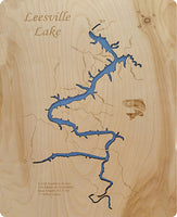 Leesville Lake, VA - Laser Cut Wood Map