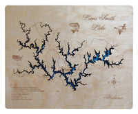 Lewis Smith Lake, AL - Laser Cut Wood Map