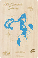 Little Tamarack Flowage, Wisconsin - Laser Cut Wood Map