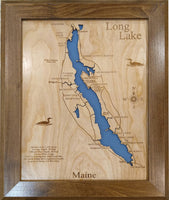 Long Lake, ME - Laser Cut Wood Map