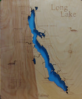 Long Lake, ME - Laser Cut Wood Map