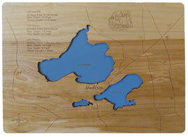Lakes Mendota, Monona and Wingra, Wisconsin - Laser Cut Wood Map
