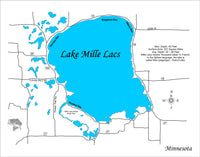 Lake Mille Lacs, Minnesota - Laser Cut Wood Map