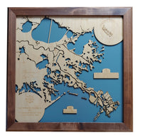 Mississippi River Delta - Laser Cut Wood Map