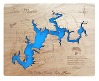 Lake Monroe, Indiana - Laser Cut Wood Map