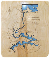 Mountain Island Lake, NC - Laser Cut Wood Map