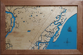 Murrells Inlet, South Carolina - Laser Cut Wood Map