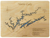 Norris Lake, TN - Laser Cut Wood Map