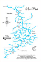 The New River, NC - Laser Cut Wood Map