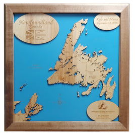 Newfoundland, Canada - laser cut wood map