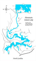 Mountain Island Lake, NC - Laser Cut Wood Map