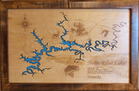 Nolin River Lake, KY - Laser Cut Wood Map