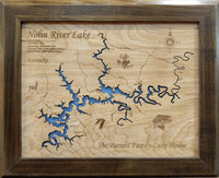 Nolin River Lake, KY - Laser Cut Wood Map
