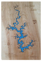 Norfork Lake, Arkansas - Laser Cut Wood Map