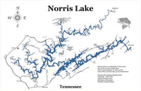 Norris Lake, TN - Laser Cut Wood Map