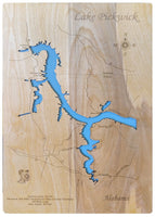 Lake Pickwick, Alabama - Laser Cut Wood Map
