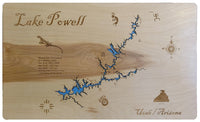 Lake Powell in Utah and Arizona - Laser Cut Wood Map