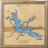 Rainy Lake, Minnesota - laser cut wood map