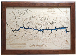 Lake Rhodhiss, North Carolina- Laser Cut Wood Map