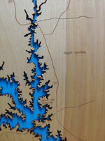 Lake Russell, Georgia - Laser Cut Wood Map