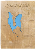 Shavehead Lake, Michigan - laser cut wood map
