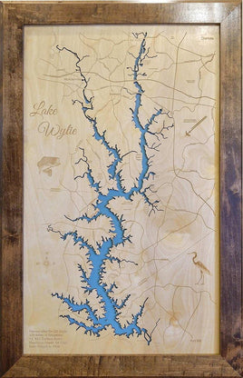 Lake Wylie, North Carolina / South Carolina - laser cut wood map