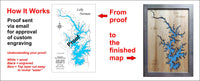 Catawba-Wateree River Basin, NC - Laser Cut Wood Map