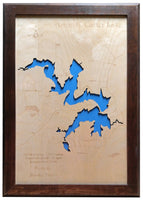 Lake Amon G. Carter, Texas - Laser Cut Wood Map